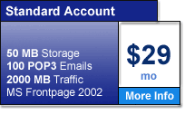 Our standard web hosting account is only $29 per month